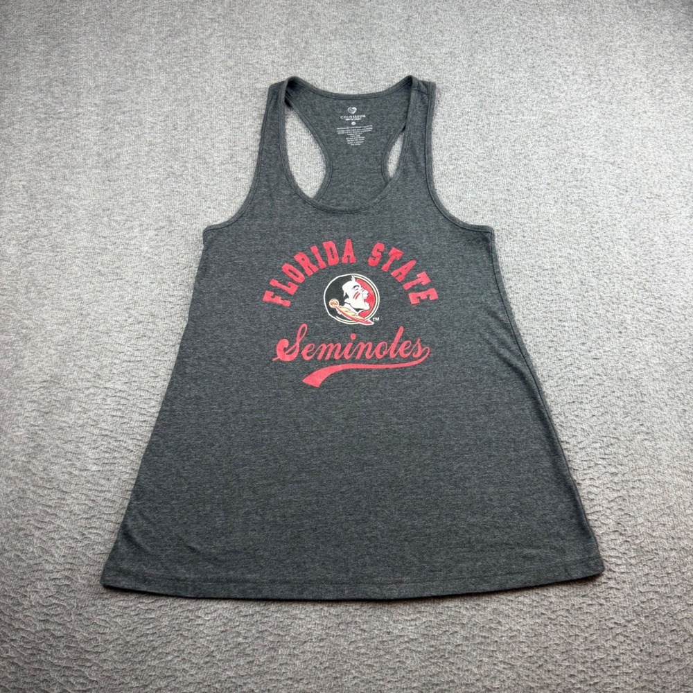 Colosseum Tank Top Women's Medium Gray Florida State Seminoles Racerback FSU